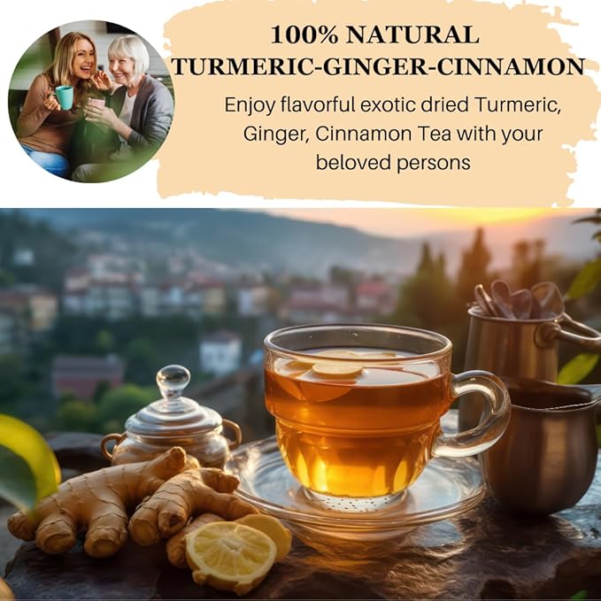 VIDA FARM 100 Turmeric Ginger Cinnamon Tea Bags, Golden Spice Special Blend, 100% Pure and Natural Dried Turmeric Ginger Cinnamon Mix, Non-GMO, No Sugar, No Caffeine, Gluten-Free, Vegan