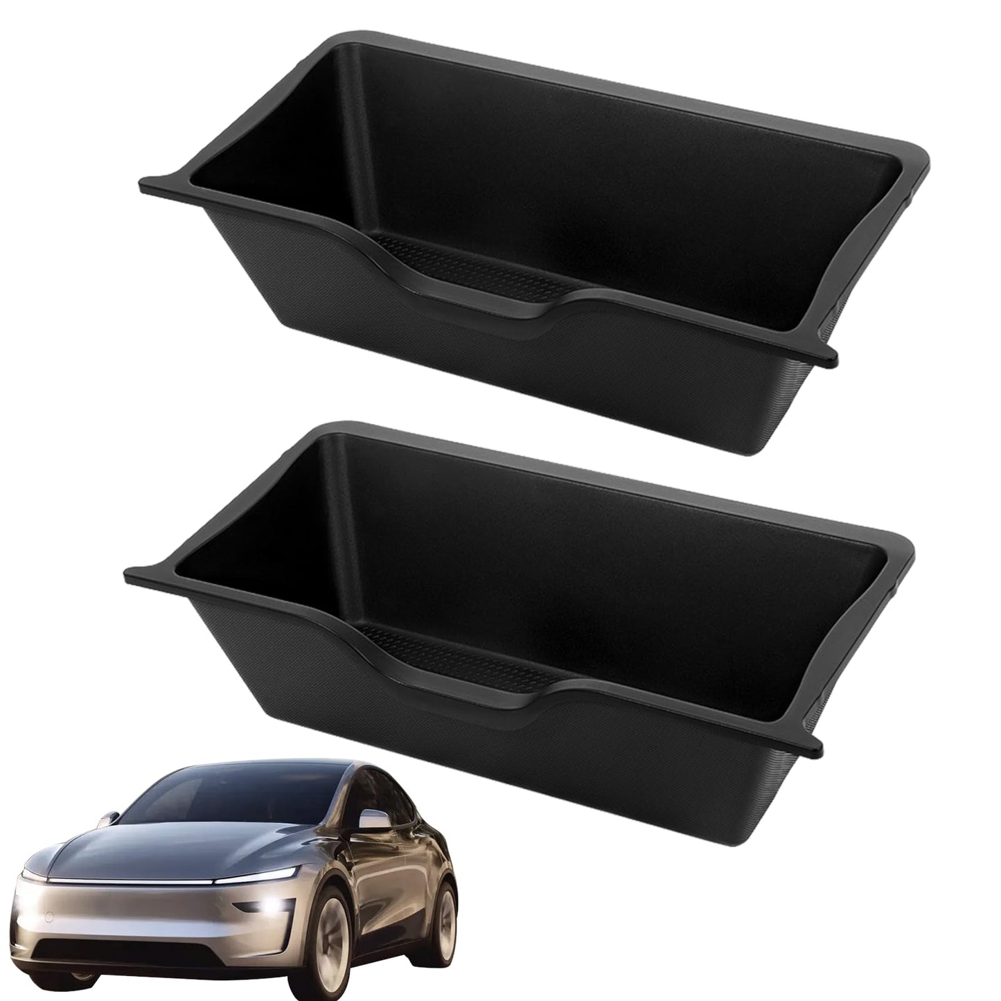 Zetsuei 2-Pack Tesla Model Y Juniper Under Seat Storage Box Organizer Hidden Storage Drawer Tray Underseat Bins Fits Model Y Juniper (2025, 2026) Organizer Accessories Easy Installation