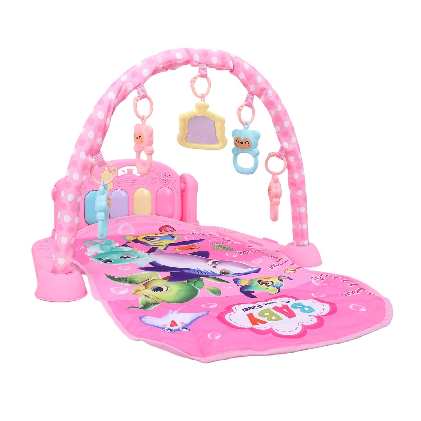 Hilitand Baby Gym Play Mat, Musical Activity Center for Motor Skills Development with Detachable Piano and Toys, for Newborns Ages 0 Months