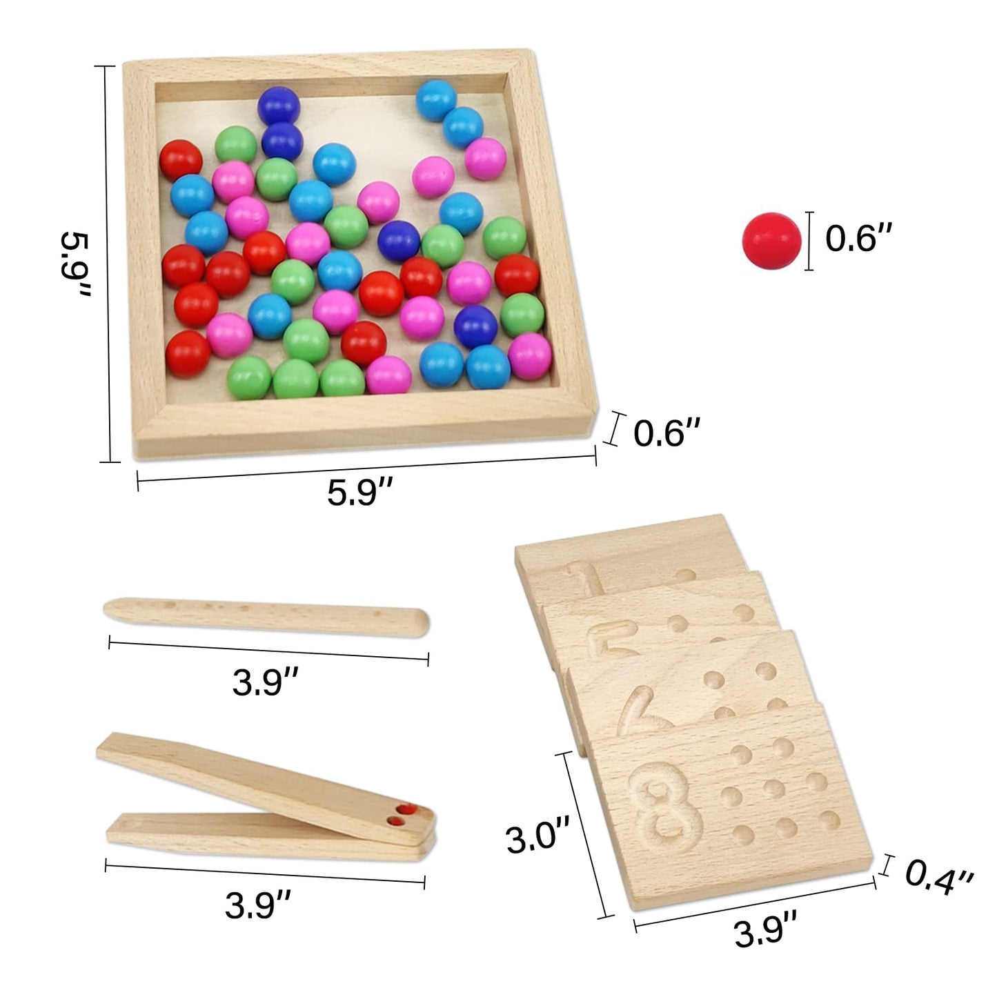 BBtinker Wooden Number Tracing Board Set, Toddler Montessori Math Beads Counting Toy, Preschool Learning and Educational Math Game for Kids