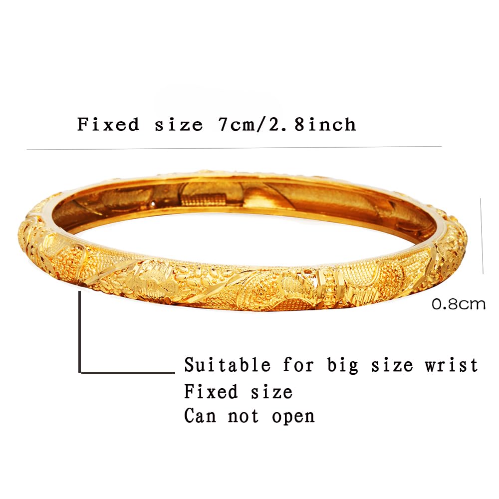 Ethlyn Large Sized Wrist Women Bracelets 2.7inch 18K Gold Plated Fixed Big Size Wrist Bangles Sets (4pcs /lot) (B213A)