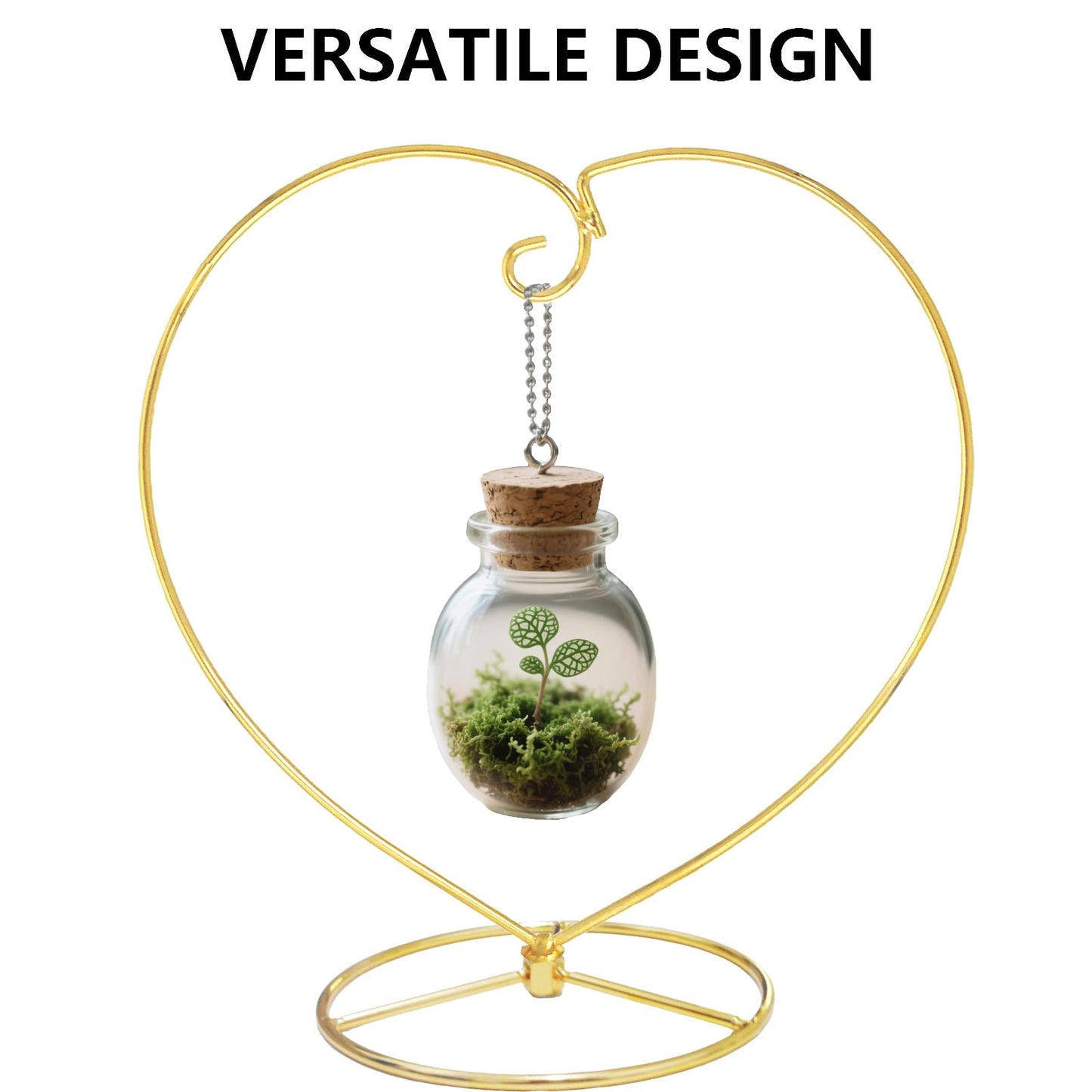 YY YEARCHY Ornament Display Stand for Hanging Glass Globe Ball, Air Plant Flower Holder (Gold, 9" x 8.8")
