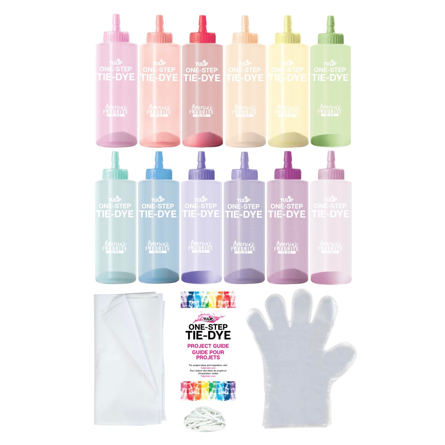 Tulip One-Step Tie-Dye Pastel Party Kit, Easy Large Group Activity, Permanent Designs for Fabric, 12 Colors