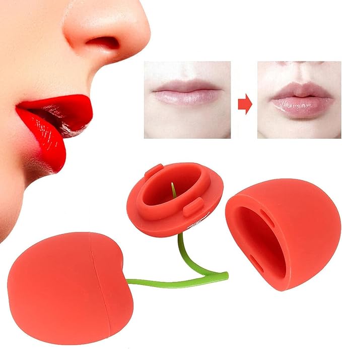 Lip Plumper, Women Portable Cherry-Shaped Lip Plumper Enhancer Lip Enhancement Device Beauty Tool with High-Quality Silicone for Mom or Girlfriend Increasing The Fullness of The Lips