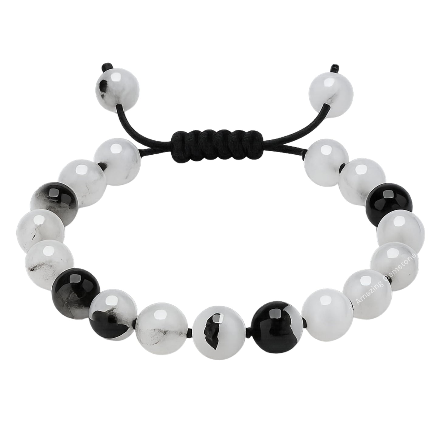 Amazing Gemstone Black Rutilated Quartz Bracelet for Women Men's Gifts - Protection Healing Crystal Bracelet - 8mm Gemstone Beaded Adjustable Bracelet Pulseras Para Hombres Mujer Stocking Stuffers