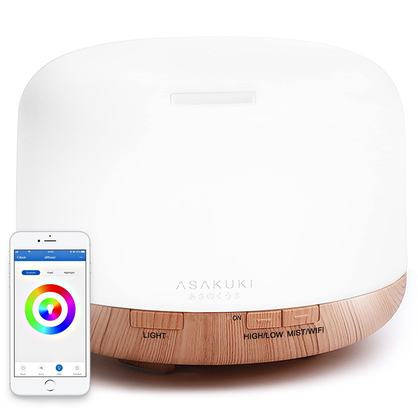 ASAKUKI Smart Wi-Fi Essential Oil Diffuser, App and Voice Control Compatible with Alexa, 500ml Aromatherapy Humidifier for Relaxing Atmosphere in Home Office Bedroom, Gift for Mom (Light Brown)