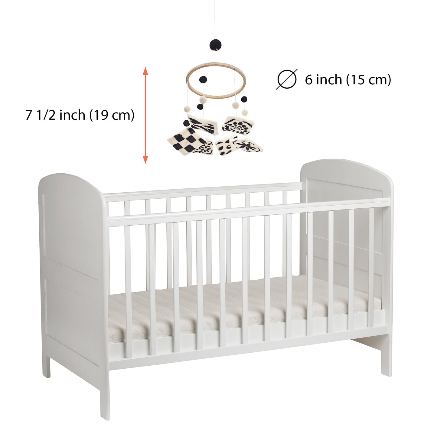GLACIART ONE Black and White Baby Crib Mobile | Safe High Contrast Wool Toys, Neutral Room Decor for Boy & Girl | Develops Cognitive, Visual & Motor Skills | Great Gift Idea