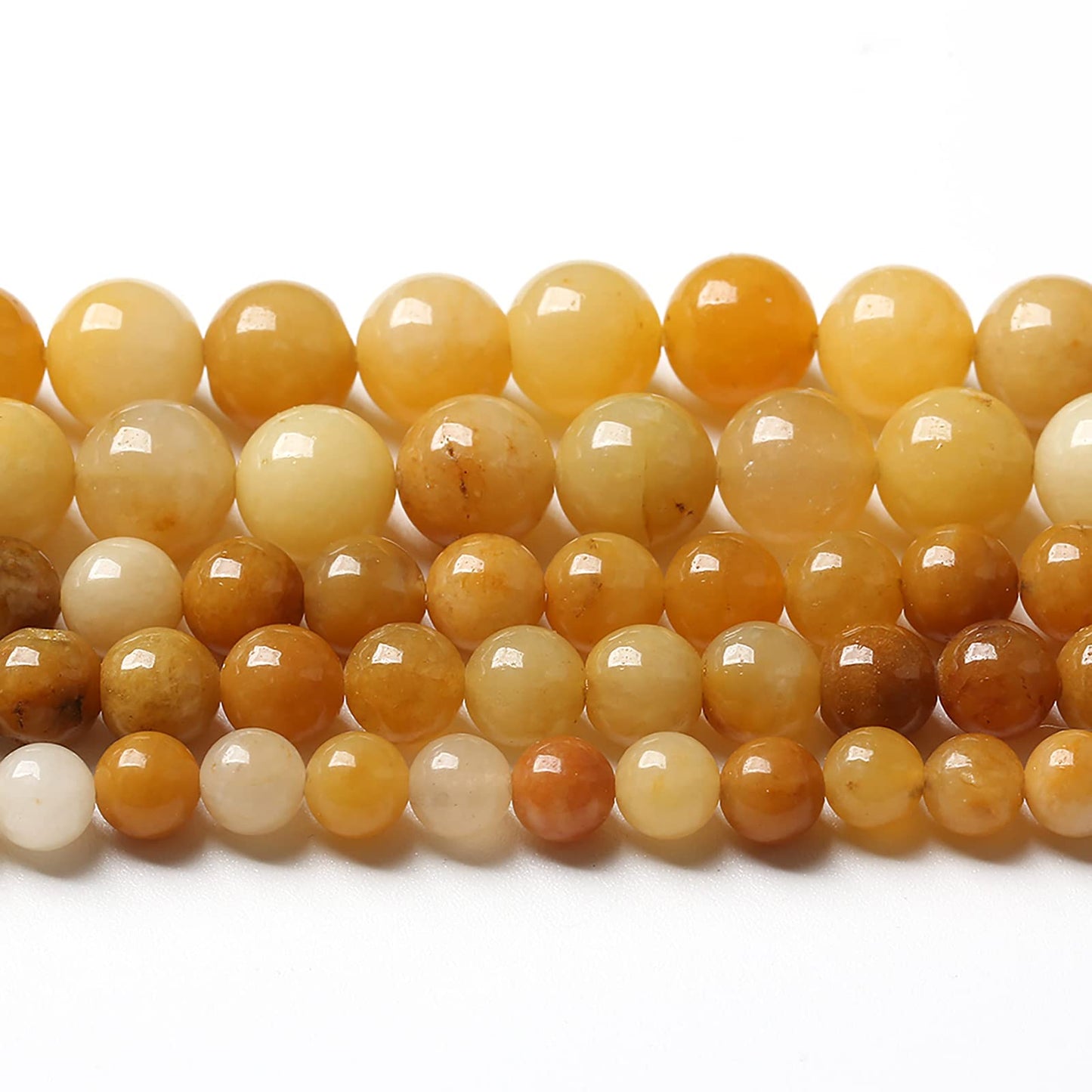 8mm 45pcs Natural Yellow Aventurine Jade Beads Round Loose Beads Energy Crystal Healing Power Gemstone for Jewelry Making DIY Bracelet 15 Inch