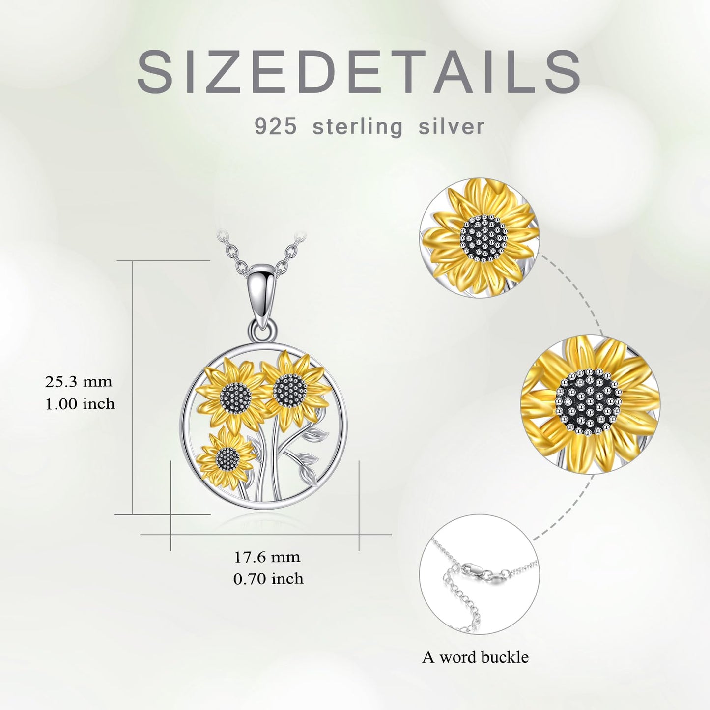 AOBOCO Sunflower Necklaces for Women 18K Gold Plated S925 Sterling Silver You Are My Sunshine Sunflower Gifts for Mom Her Inspirational Sunflower Gifts Christmas Birthday Gift for Women Motivation Sunflower Necklace