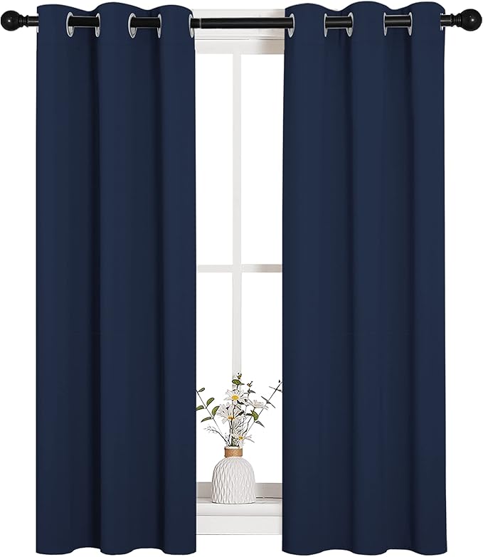 NICETOWN Blackout Draperies Curtains, Navy, 1 Pair, 29 x 40 Inch, All Season Thermal Insulated Solid Grommet Top Blackout Curtains/Drapes for Kid's Room