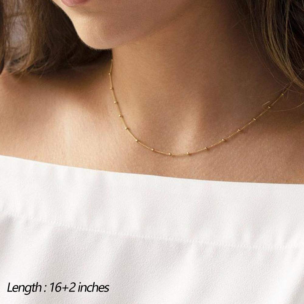 Turandoss Delicate Layering Choker Bar Necklace Hammered Disc Necklace Womens Layering Necklaces for Women