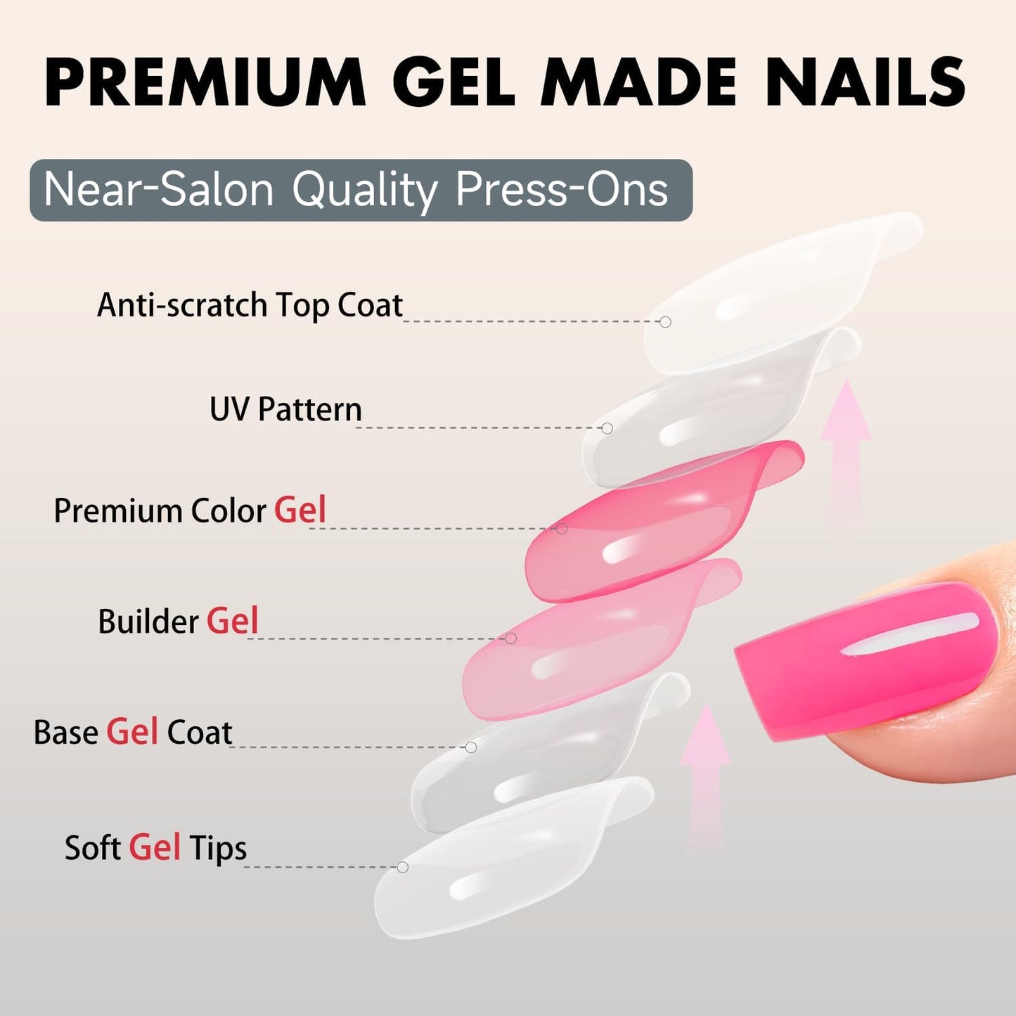 SXVME Press On Nails Long Square - Hot Pink Press on Nails with Glue for Women, Bright Fake Nails Press ons Medium, Glossy Soft Gel Glue on Nails Coffin, Reusable Nail Stick Ons, Fushia 24 Pcs