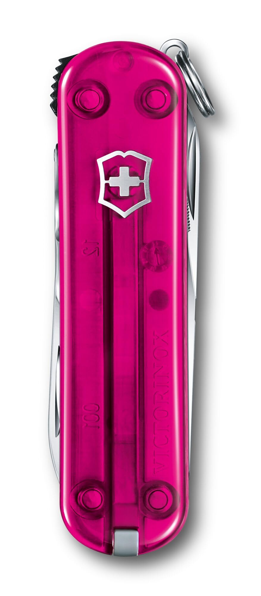 Victorinox Nail Clip 580, 8 Functions, Swiss Made Multi-Tool with Nail File, Nail Cleaner and Small Blade - Transparent Pink