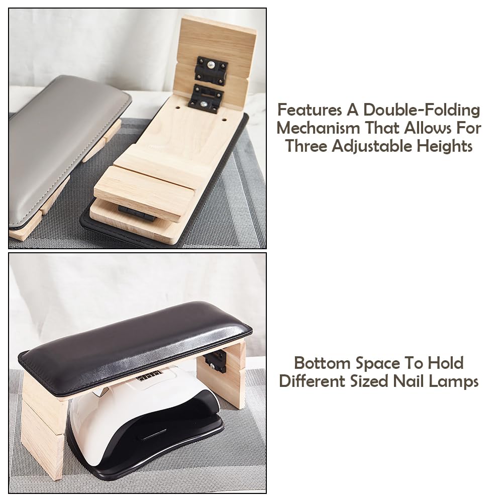 WAYUTO Folding Nail Arm Rest Nail Art Hand Pillow Nail Tech Arm Rest Pillow Nail Manicure Hand Rest Nail Polish Hand Cushion for Women Girls Black
