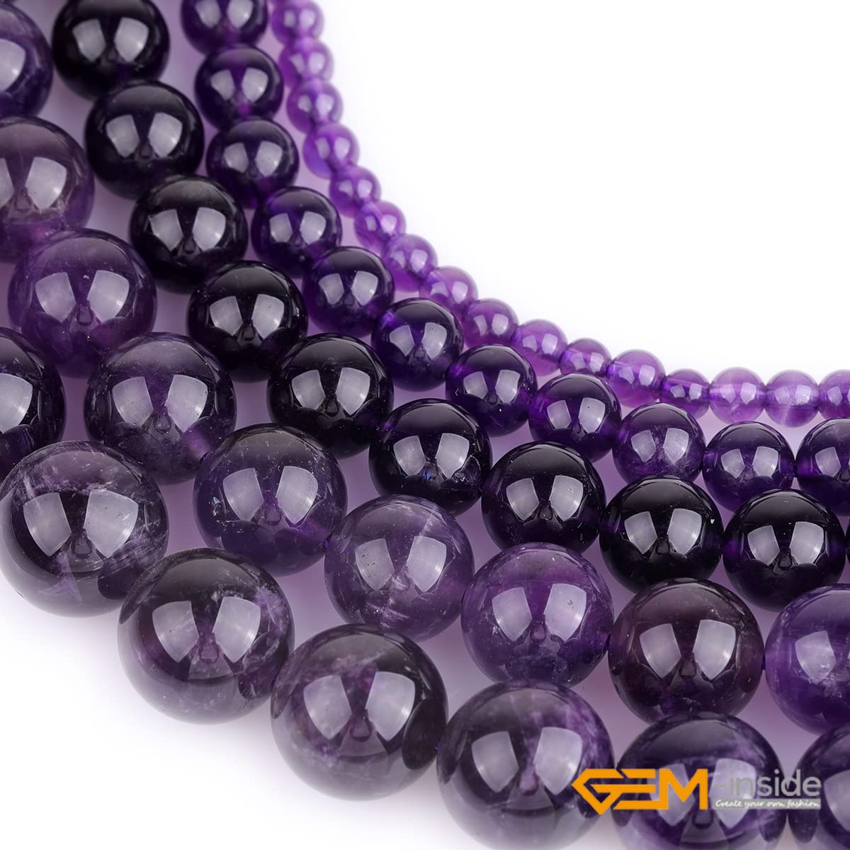 GEM-Inside Natural 18mm Amethyst Gemstone Loose Beads Round Crystal Energy Stone Power for Jewelry Making 15"