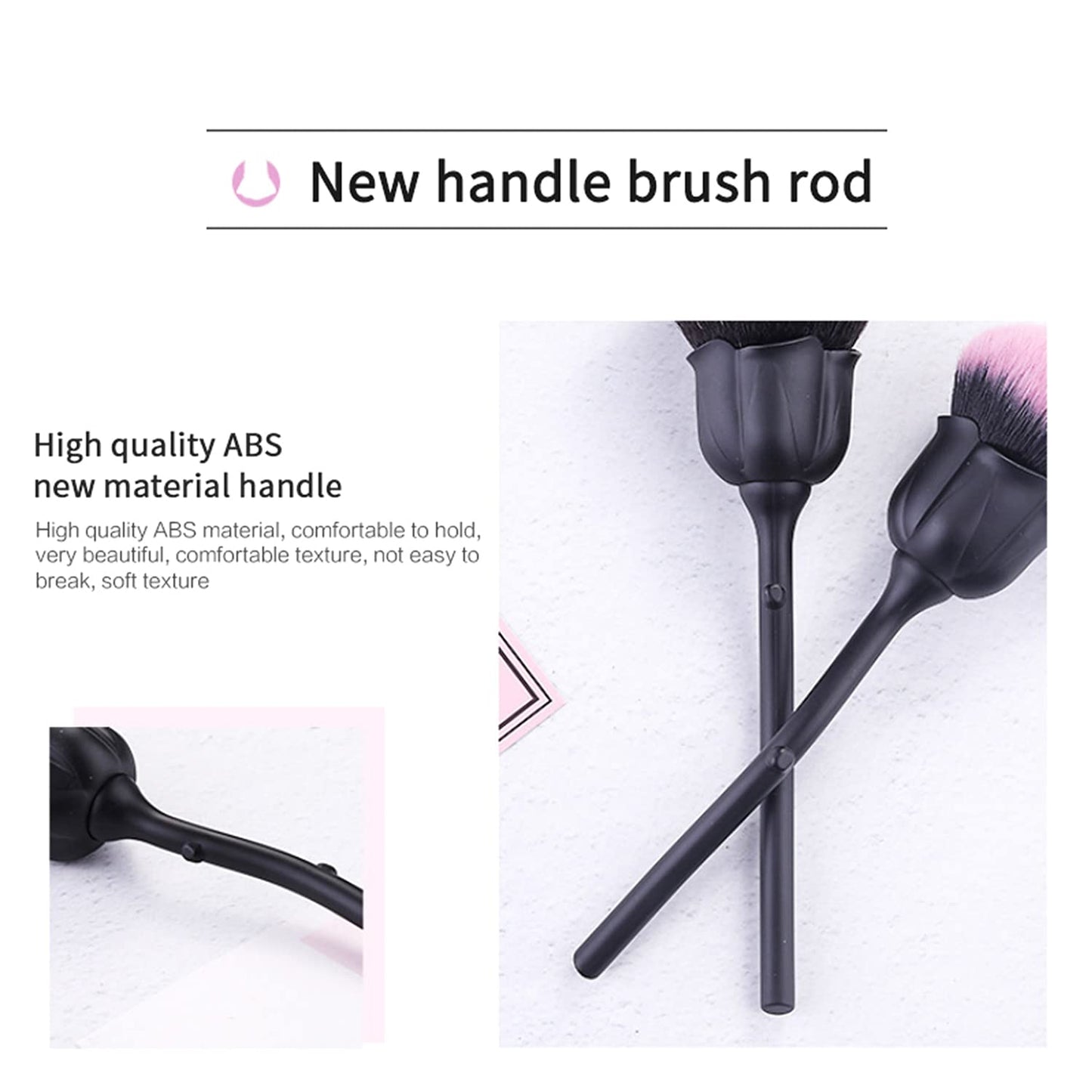 JERCLITY 2 Pieces Rose Makeup Brushes Blush Brush Super Large Face Powder Makeup Brushes kabuki brushes for Powder Cosmetic Nail Dust Brush Loose Powder Brush Makeup Manicure (Gold/Black)