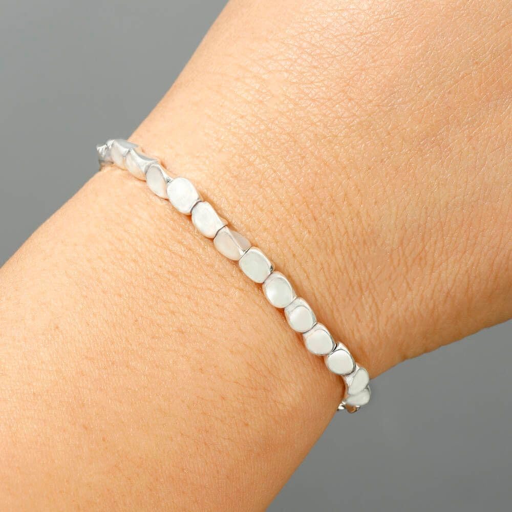 Buddha & Karma Tibetan Copper Beads Bracelet – Handmade Energy Healing for Strength, Balance & Protection – Adjustable Spiritual for Men & Women (Silver)
