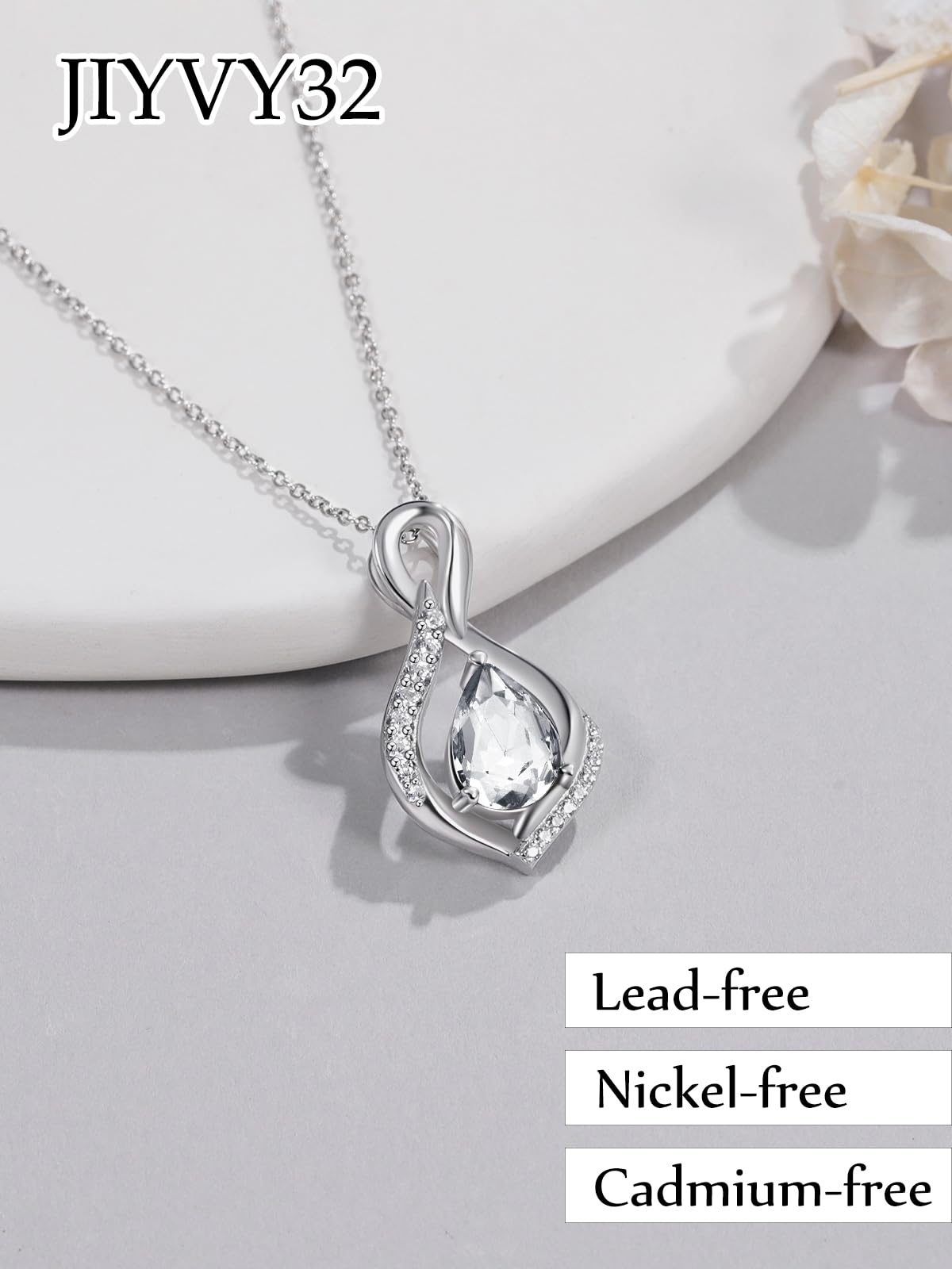 JIYVY32 Diamond Infinity Necklace for Women April Birthstone Necklaces White Gold Plating Anniversary Birthday Gifts for Wife Her Mom Girlfriend Birthstone Jewelry Gifts for Women