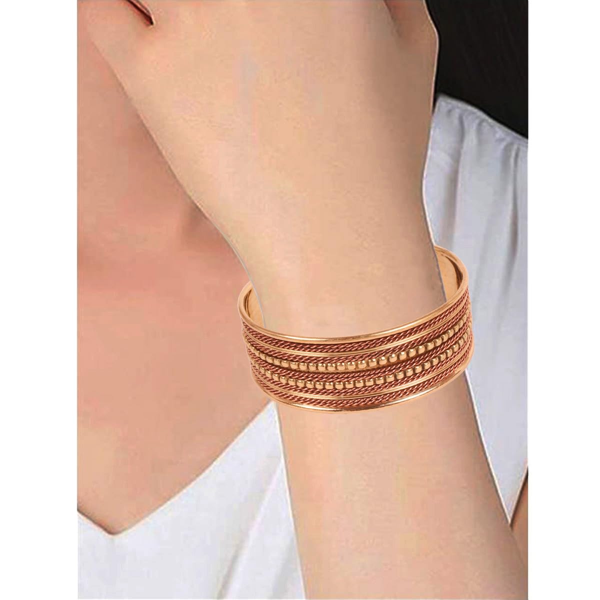 Touchstone copper bracelets | gift for men women |adjustable 100% pure solid real magnetic jewelry | handmade bracelet set combo | rope braided tibetan bangles. Set of 3 different designs