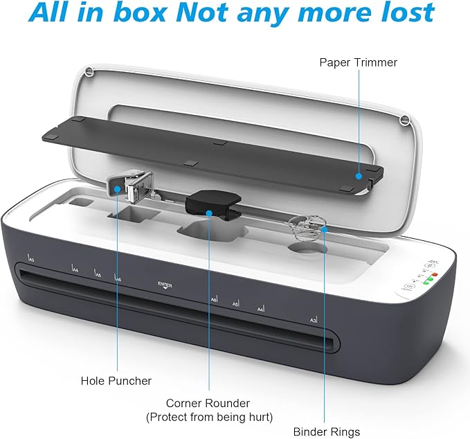 Laminator Machine 13-Inch Thermal Lamination with Laminating Sheets 9 in1 Office Desktop Laminate Machine, Portable A3 Laminater for Teachers Personal 60S Warm-Up Never Jam
