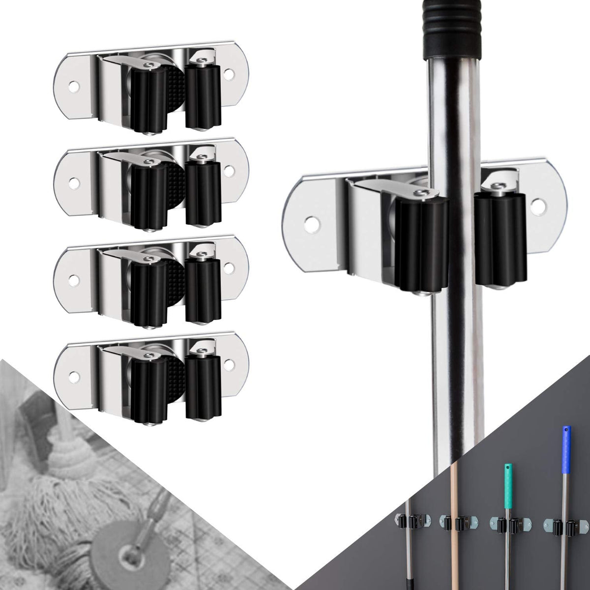 Broom Holder Wall Mount (4 Count)
