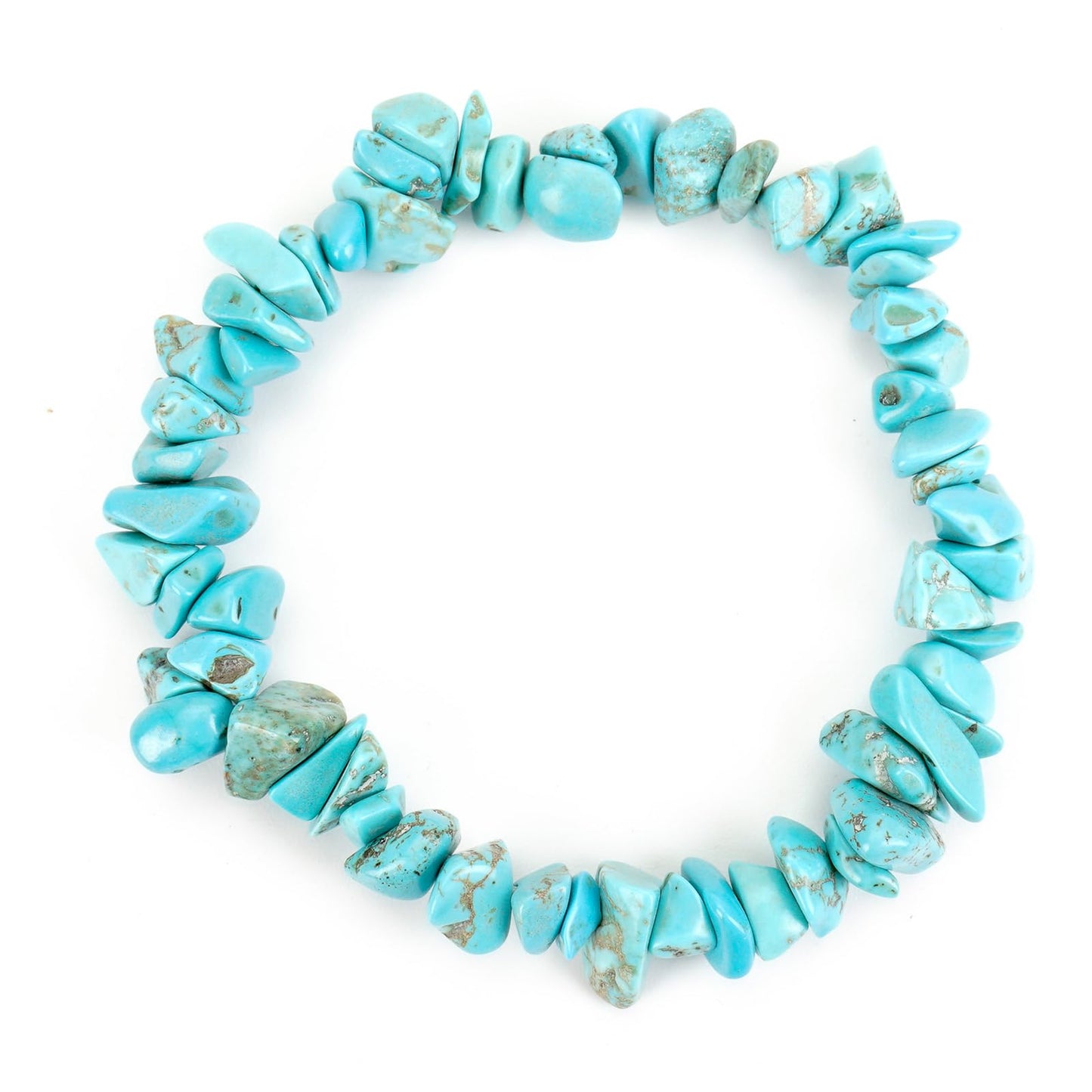 Herxion Turquoise Bracelet for Women & Men- Natural Raw Beads Protection Bracelets, Irregular Chips Stretch Healing Crystals Anxiety Relief Jewelry for Boost Confidence & Courage