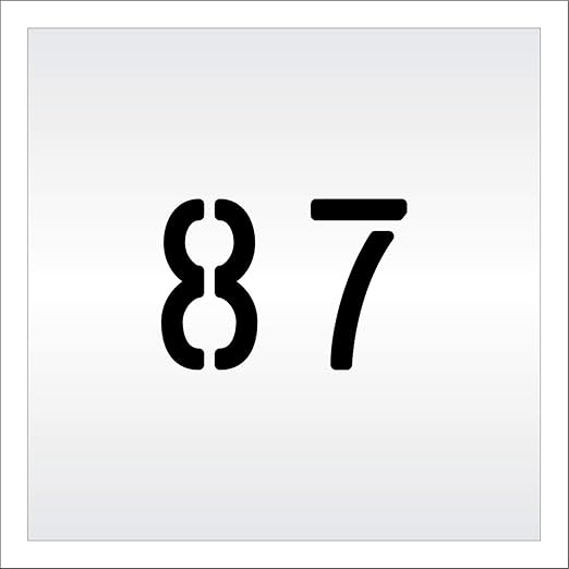 Pavement, Curb, and WheelStop Stencils - 4 inch Double Number Stencil - (87) - 4" x 5.5" x 1/8" (128 mil) - Pro-Grade