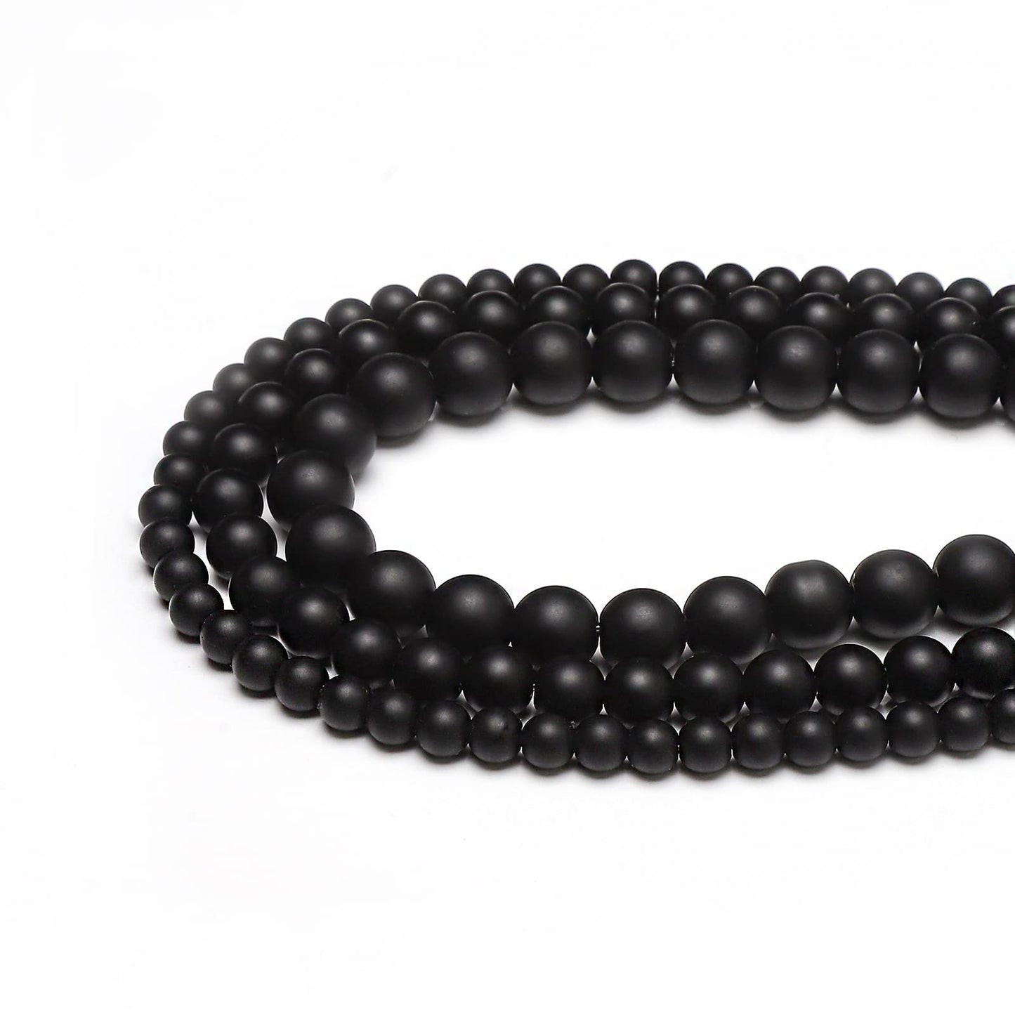 45pcs 8mm Natural Matte Black Onyx Agate Gemstone Beads Energy Healing Crystal Round Loose Stone Beads for Jewelry Making, DIY Bracelets Necklaces
