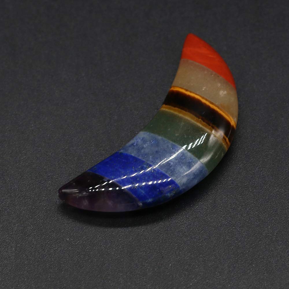 Zotoone Healing Crystals Chakra Stones,Natural Crystals Gemstones Spiritual Reiki Healing Stones,Moon Shape 7 Chakra Balancing Metaphysical Healing Polished Tumbled Stones (2 Pcs)