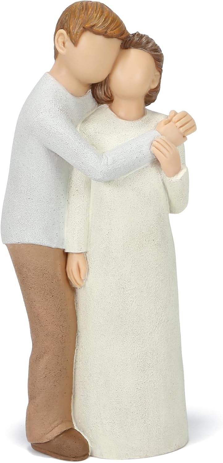 Elderly Mom and Son Figurines, Mother and Adult Son Statues, Love My Mom Gift for Mother’s Day Anniversary Birthday Christmas