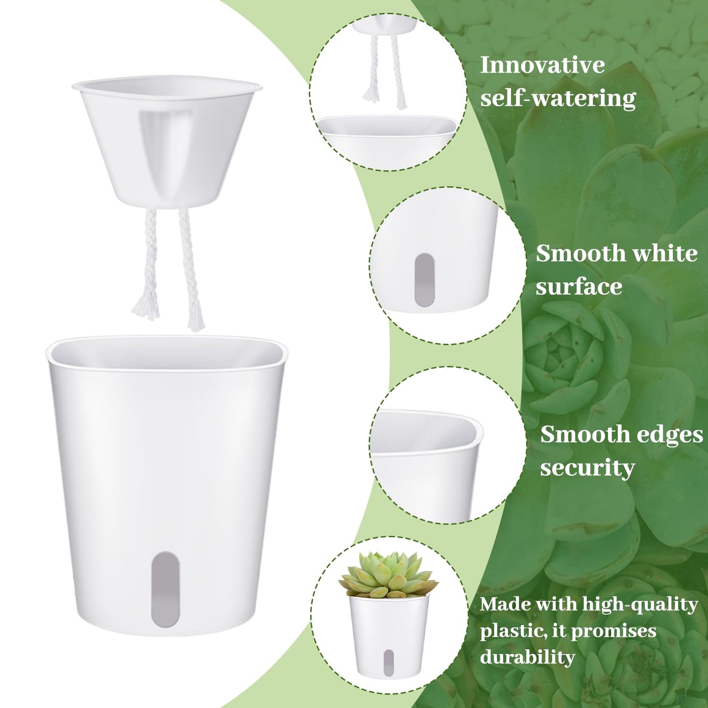 Bruislard 20 PCS 3 Inch Self Watering Pots for Indoor Plants, Plastic Flower Plant Pot with Level Indicator Vents, Self Watering Plant Pot for Flowers