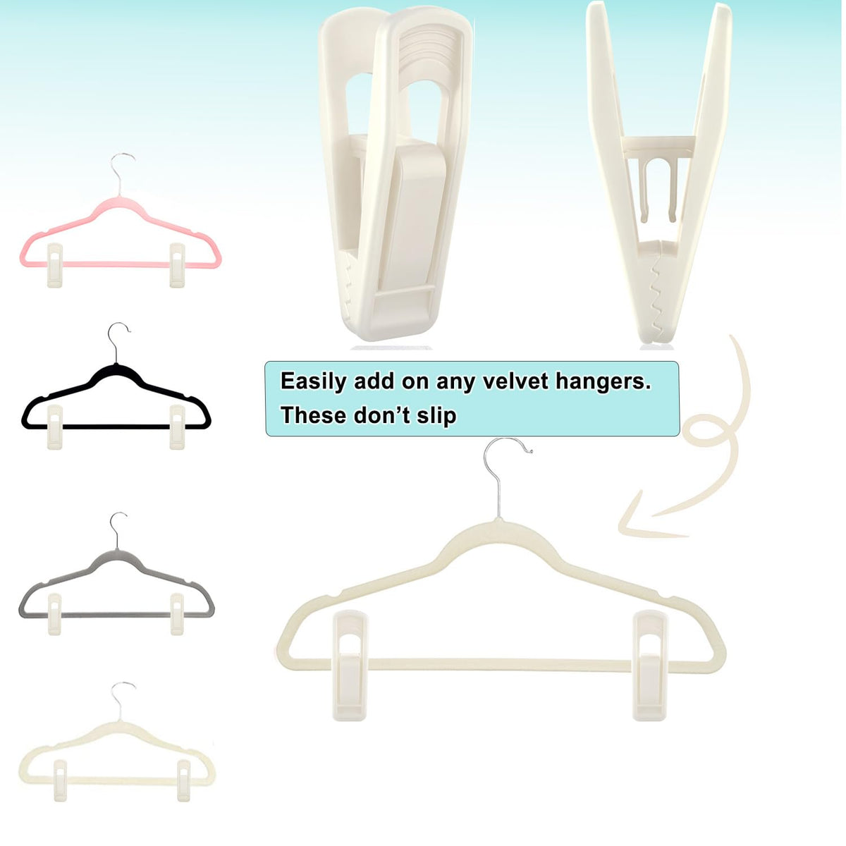 Hanger Clips Perfect for Velvet Hangers (80 Count)