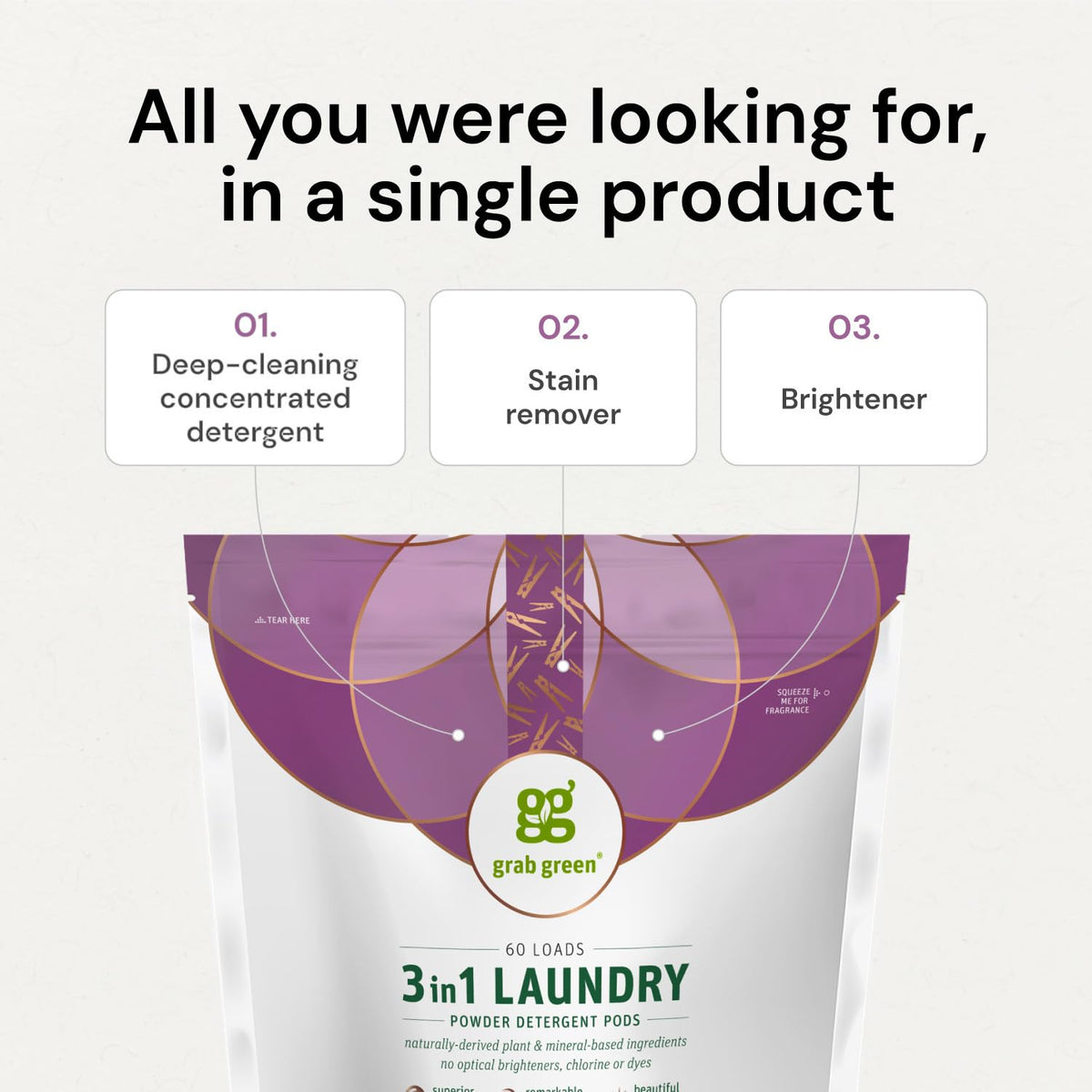3-in-1 Laundry Detergent Pods, 60 Count, Lavender + Vanilla