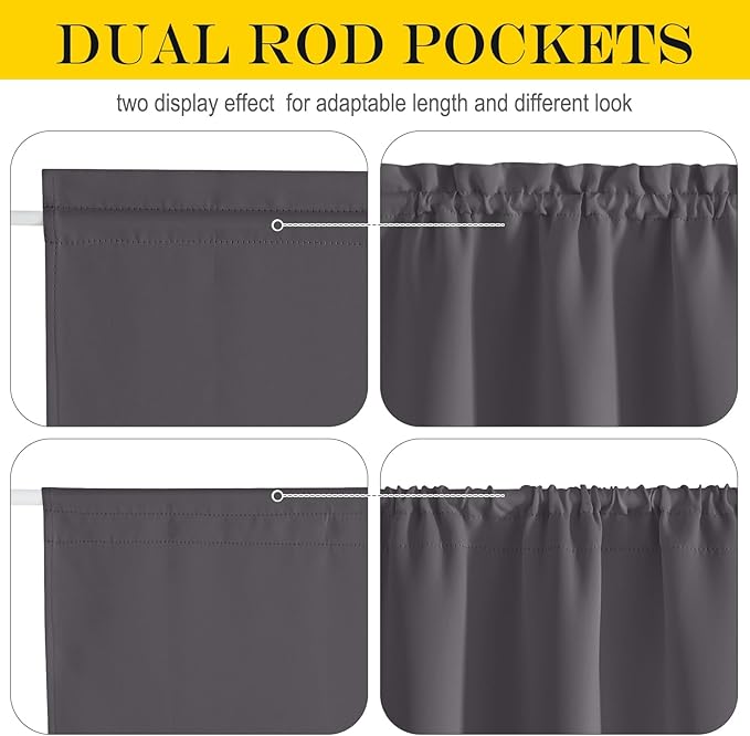 NICETOWN Door Curtain for Window - Privacy Room Darkening Thermal Insulated French Door Curtain with Tie Back Elegant Home Decoration, Classroom Shade, 1 Panel, 25 x 64 Inch, Grey