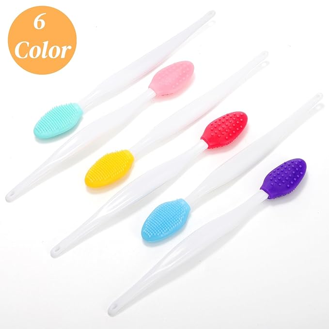 100 Pack Lip Scrub Brushes, Double Sided Silicone Exfoliating Lip Brush, Soft Lip Facial Cleaning Scrubber Tool Blackhead Remover for Smoother and Fuller Lip Appearance