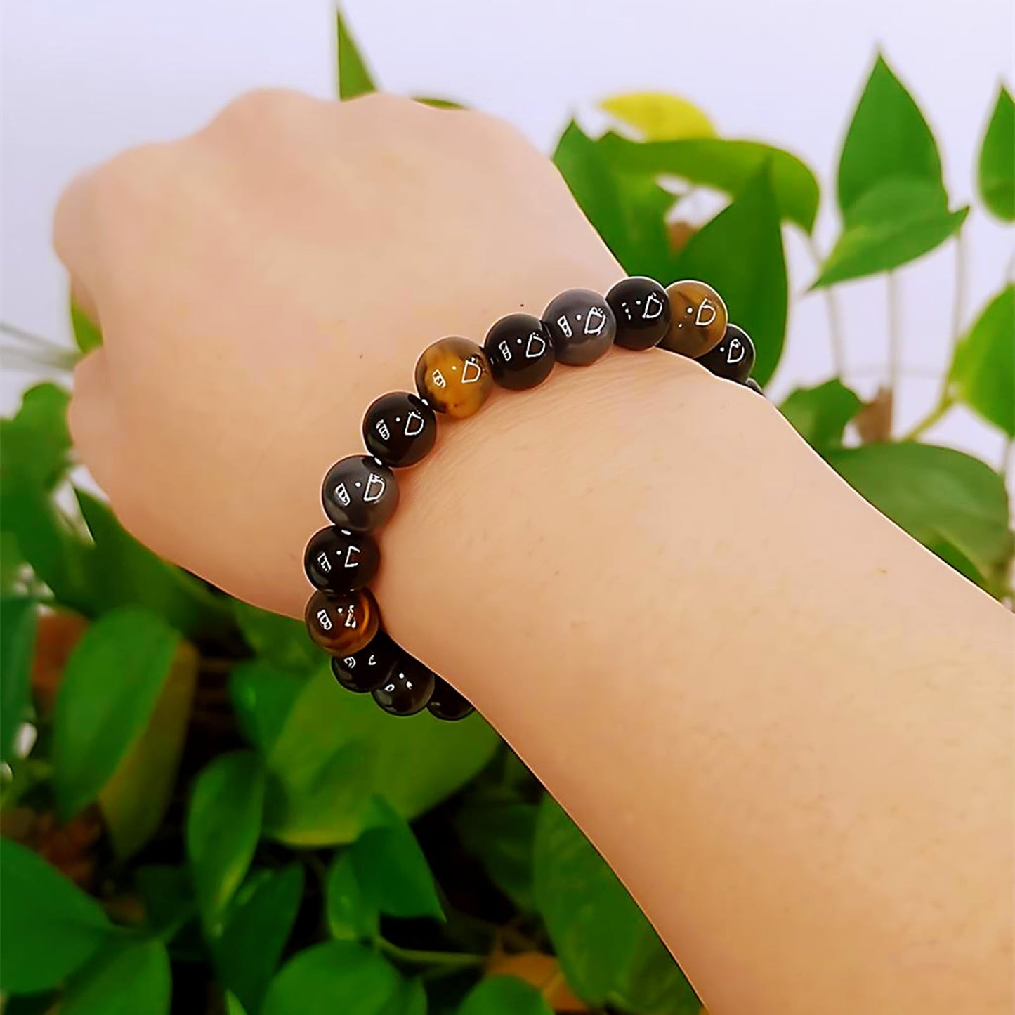 WEFRIN Triple Protection Bracelet for Bring Luck and Prosperity Hematite Black Obsidian Tiger Eye Stone Bracelets for Men Women, Beaded Buddha Healing Rope Uni Bracelet (2pcs)