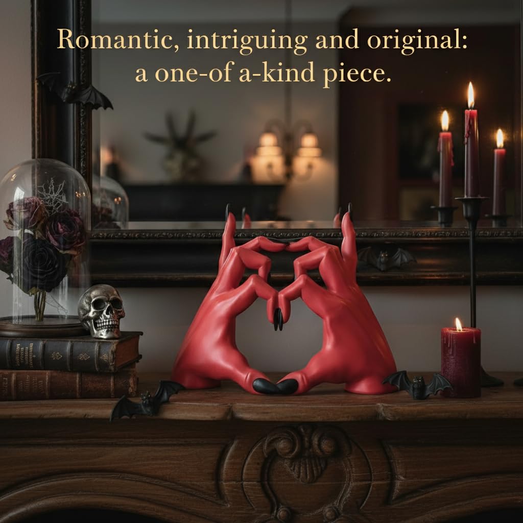 zkulpture Devil Hands Gothic Resin Statue – Romantic & Alternative Unique Gift for Halloween or Valentine’s Day, Dark Home Decor – Design Patent Pending
