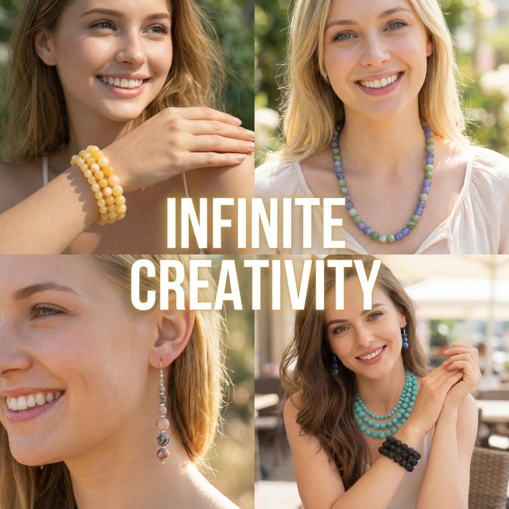 Yochus 60pcs White Opal Beads，6mm Healing Power Natural Stone Round Loose Gemstone Beads for Jewelry Making Earring Necklace DIY Crafts