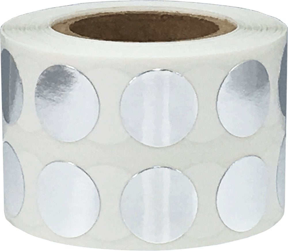 Metallic Silver Circle Dot Stickers, 1/2" Inch, 1000 Labels per Roll - Ideal for Organizing, Decorating, Labeling and Crafting in Homes, Schools, and Office Use