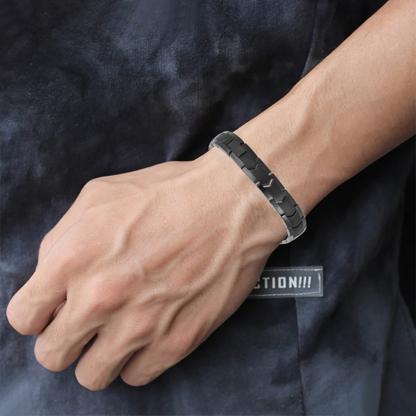 Apocalyptic-K Magnetic Therapy Bracelets,Men's TITANIUM Magnetic Bracelets，Ultra Strength，Pure Titanium (Lightness),Eliminate Static Electricity (Black bracelets)