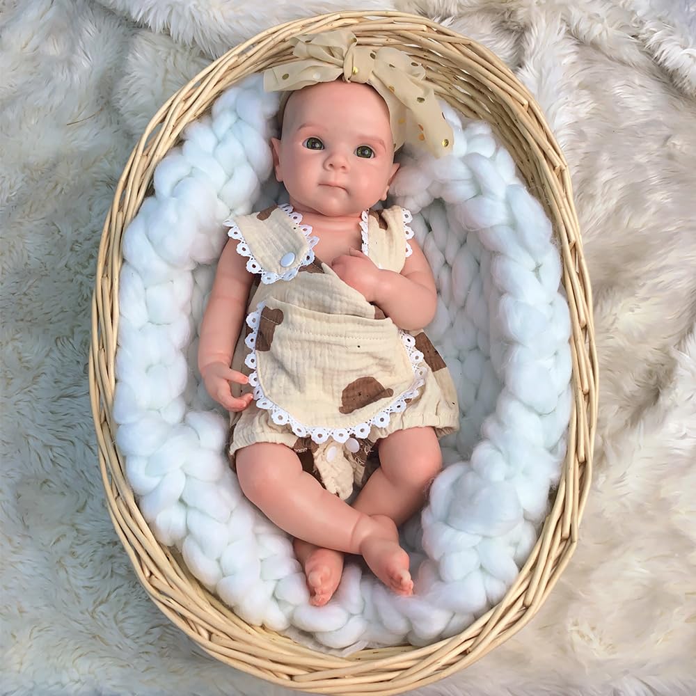 Abenduot 18inch Bettie Girl Doll Can Open Mouth Anatomically Correct Silicone Baby Dolls Realistic Full Solid Silicone Body Newborn Dolls Flexible