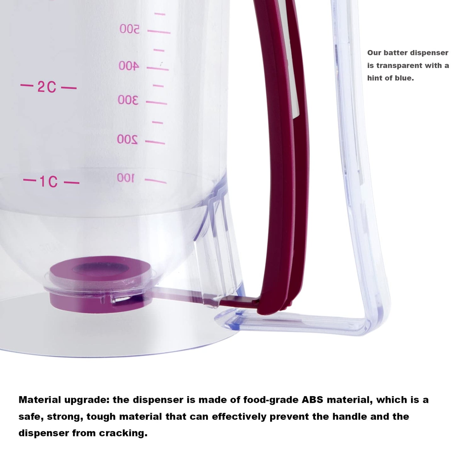 CHuangQi Cake Batter Dispenser for Pancake Cupcake Waffles, Perfect Baking Tool with Measuring Label
