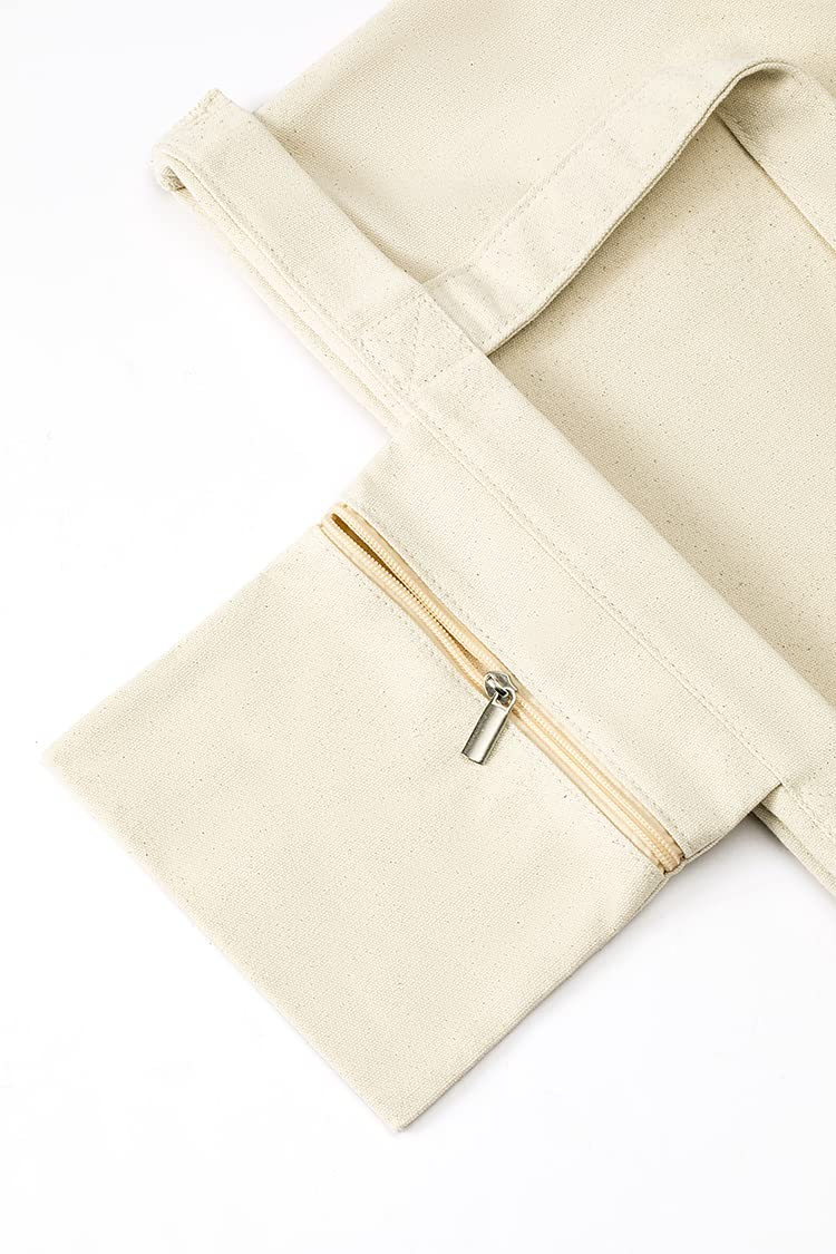 Moyaqi Canvas Tote Bag with Yoga Mat Carrier Pocket Carryall Shoulder Bag for Office, Workout, Pilates, Travel, Beach and Gym