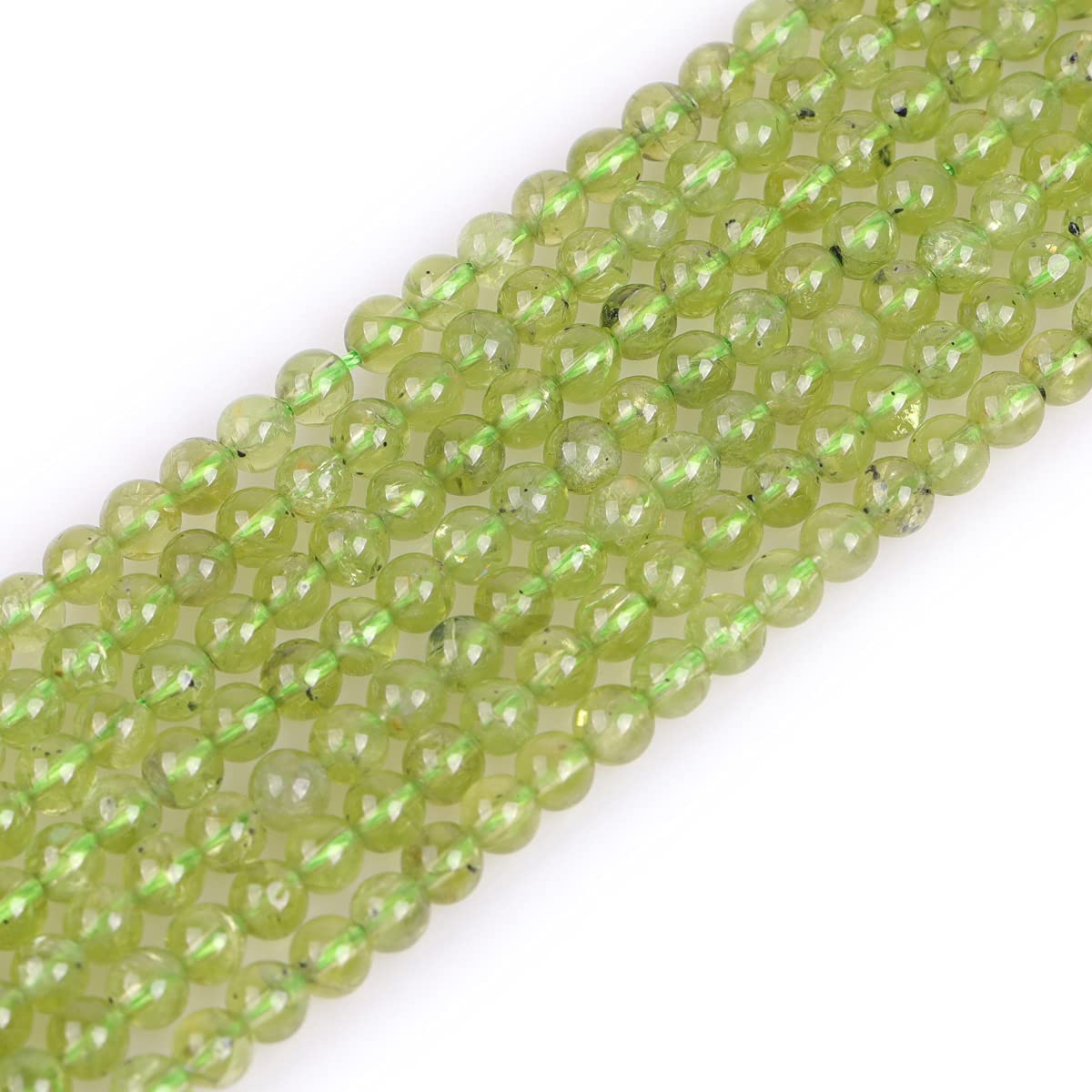 GEM-Inside Green Peridot Gemstone Loose Beads Natural Round 4mm Crystal Energy Stone Power for Jewelry Making 15''