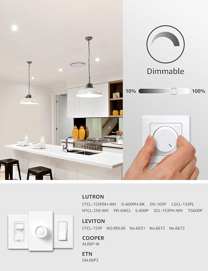 Lepro Dimmable LED Light Bulbs 100 Watt Equivalent, 14W 1500LM Daylight White 5000K, A19 E26 Standard Medium Base, UL FCC Listed, 15000 Hour Lifetime, 6 Pcs