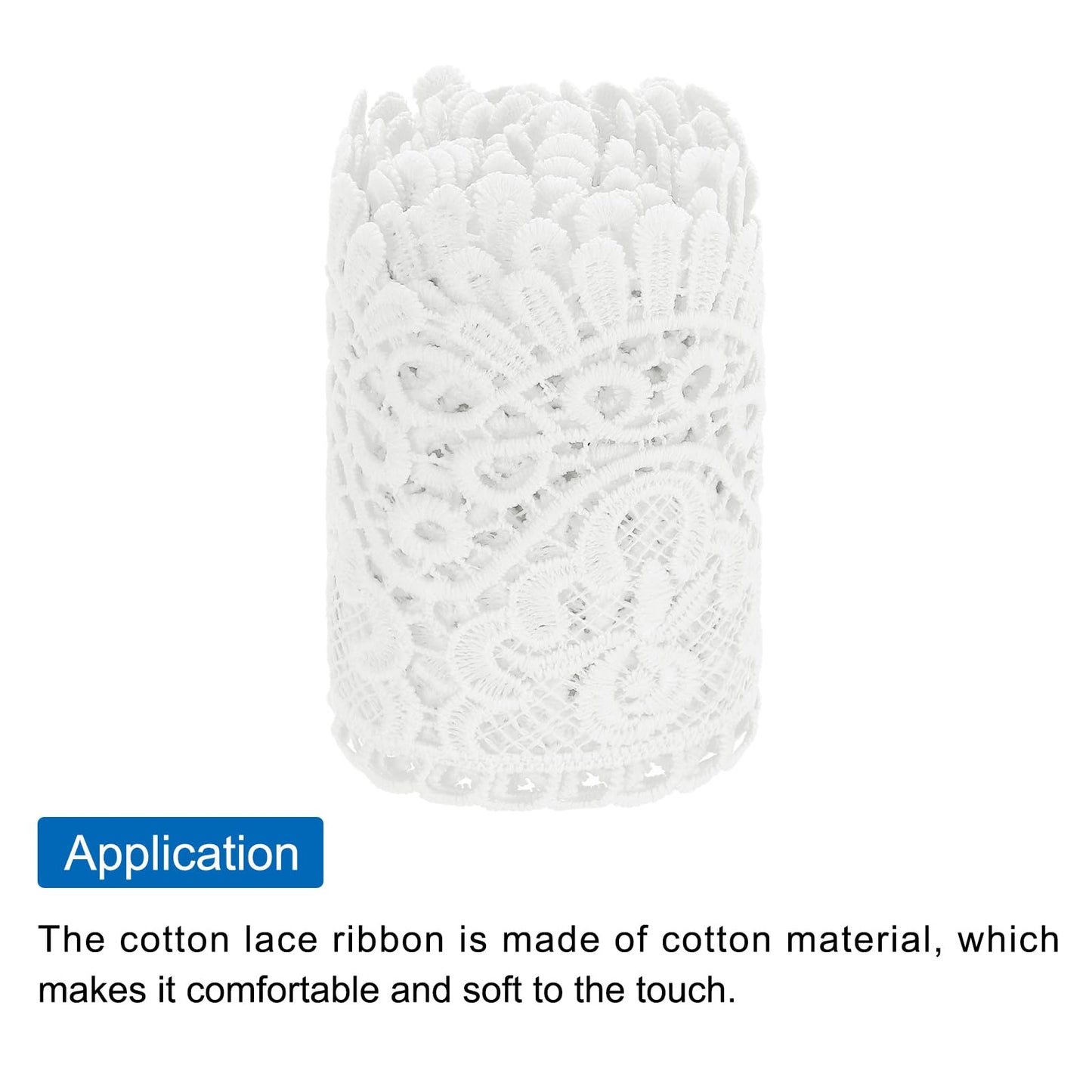 MECCANIXITY 4 Inch Wide 3 Yard Lace Ribbon Floral Pattern White Lace Trim Ribbon for Sewing Making DIY Crafts Gift Wrapping Wedding Decor