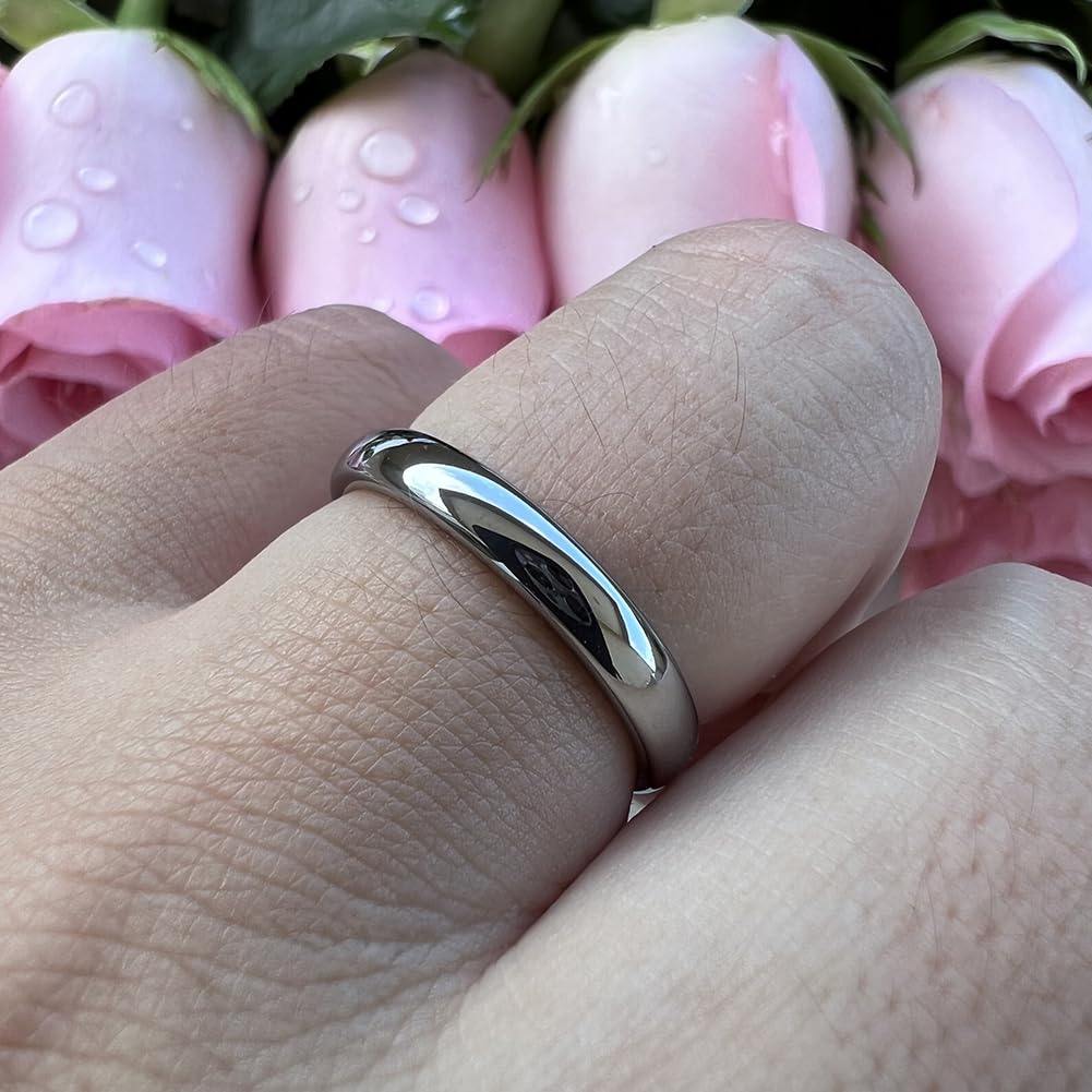 TUTISS 3mm Tungsten Carbide Rings for Women Men Engagement Wedding Bands Domed Polished Comfort Fit Size 9