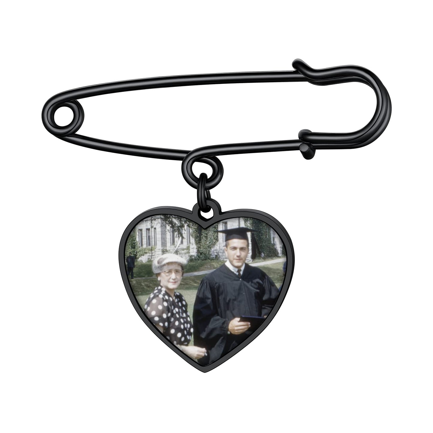 Custom4U Custom Bouquet Charms for Wedding Memory Heart Brooch Pins Photo Charm for Women Men