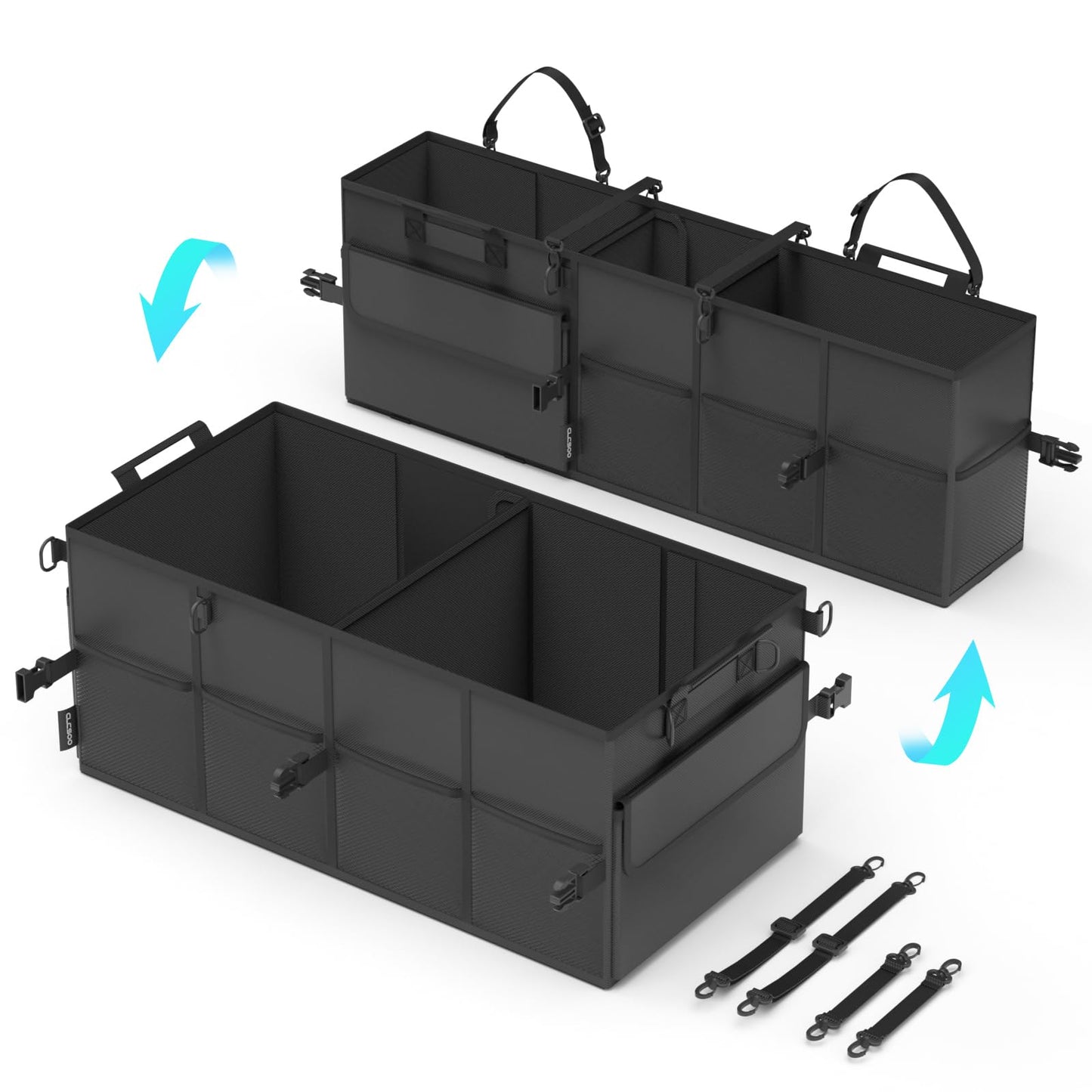 Car Trunk Organizer for SUV 60L Backseat Car Organizer Back Seat Large Storage Trunk Compartment Collapsible Car Caddy Heavy Duty Truck Storage Bin w/6 Pockets Adjustable Straps Cargo Van Jeep Sedan