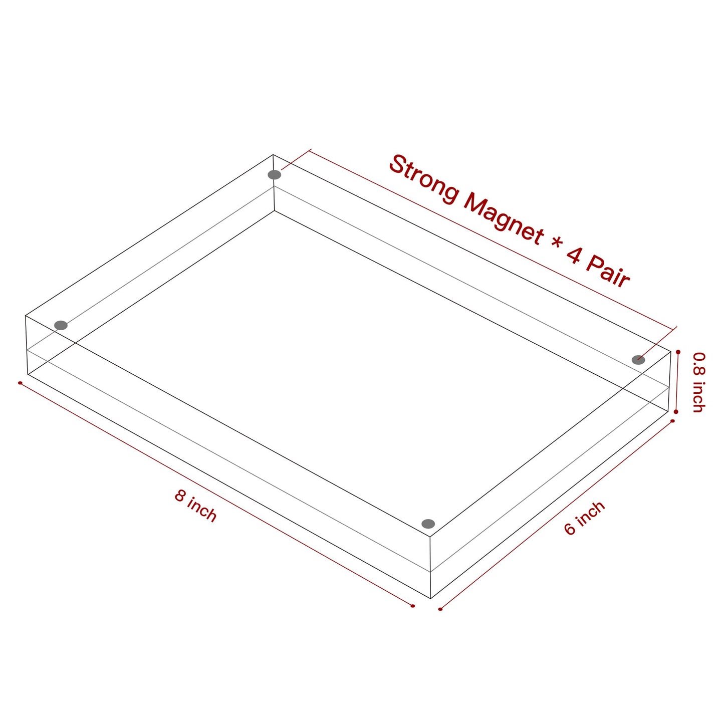 Toolsure 6x8 Inch Acrylic Picture Frames,6 by 8 Magneticear Acrylic Photo Frame, Frameless 8x6 Photo Frames,Double Side Display Glass Desktop Frame with Gift Box 2PACK